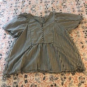 Madewell blue and white striped top